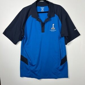 Reebok Sz L Super Bowl XLV N Texas 2/6/2011 Black and Blue Men's Polo Shirt